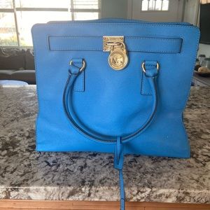 Michael Kors Hamilton sapphire blue saffiano leather tote